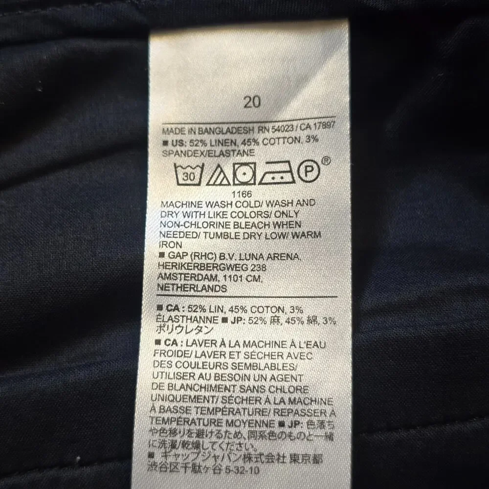 Banana Republic Pants Womens Size 20 Black Linen Blend Wide Leg Pleated Capsule